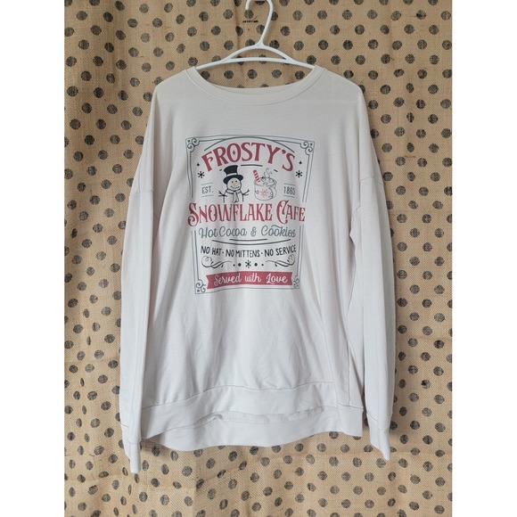 Tops - Snowflake Cafe‎ Graphic Crewneck Sweater - Cream